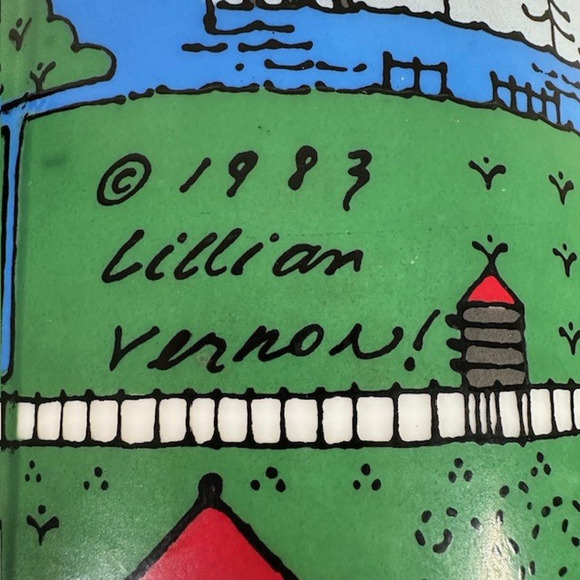 Lillian Vernon Milk Glass Water Jug 1980s Painted Lake Mountains Sailboats VTG - Picture 5 of 16